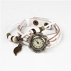 Beautiful Bohemian Style Retro Handmade Leather Tree Leaf Women\'s Watches-white