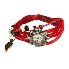 New! Beautiful Bohemian Style Retro Handmade Leather Angel Wing Women\'s Watches-red
