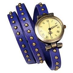 Fashionable Rivet Leather Belt Retro Watch Hand Chain-purple