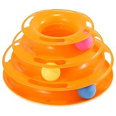 Cat Track Tower Toys 4-Layer Ball Track Interactive Cat Toys Electric Rotate Butterfly Birds