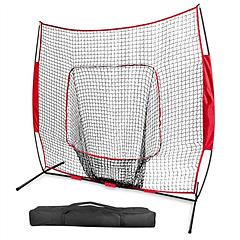 7x7ft Baseball Softball Teeball Practice Net Batting Hitting Pitching Training Net w/ Bow Frame Carrying Bag for Solo Team Training