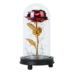 Foil Rose LED String Light Rose Fairy Lamp w/ Glass Dome For Valentines’ Day Mother’s Day Wedding Birthday
