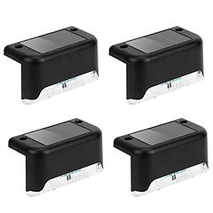 4Pcs Solar Powered LED Step Lights Outdoor Water-Resistant Dusk To Dawn Sensor Fence Lamps For Stairs Yard Railing