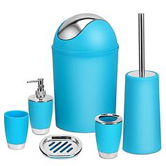 Bathroom Accessories Set 6 Pcs Bathroom Set Ensemble Complete Soap Dispenser Toothbrush Holder Tumbler Soap Dish Toilet Cleaning Brush Trash Can