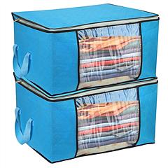 2Pcs Clothes Storage Bag 90L Large Capacity Foldable Closet Organizer w/ Thick Fabric Clear Window Dual-Zipper for Clothes Comforters Blankets Bedding