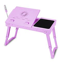 Foldable Laptop Table Bed Notebook Desk w/Cooling Fan Mouse Board LED light 4 x USB Ports Breakfast Snacking Tray with Storage Groove For Home Office 