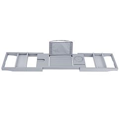 Bathtub Caddy Tray Crafted Bamboo Bath Tray Table Extendable Reading Rack Tablet Phone Holder Wine Glass Holder Shelf Desk Bathroom Spa