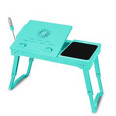 Foldable Laptop Table Bed Notebook Desk w/Cooling Fan Mouse Board LED light 4 x USB Ports Breakfast Snacking Tray with Storage Groove For Home Office 