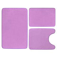 3Pcs Bathroom Rug Set Plush Velvet Bath Carpet Anti-Slip Memory Foam Mat For Tub Shower Bathroom