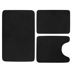3Pcs Bathroom Rug Set Plush Velvet Bath Carpet Anti-Slip Memory Foam Mat For Tub Shower Bathroom
