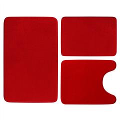 3Pcs Bathroom Rug Set Plush Velvet Bath Carpet Anti-Slip Memory Foam Mat For Tub Shower Bathroom