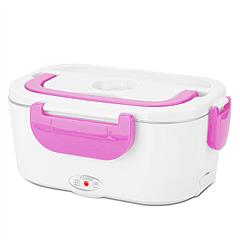Electric Heating Lunch Box Food Heater Container Travel Thermal Bento Box Portable Food Warmer w/ 2 Removable Compartments 1 Free Spoon 1L