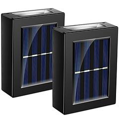 2Pcs Solar Deck Lights Outdoor 2LED Beads Waterproof Sensor Fence Stair Lamps For Patio Landscape Yard Color Changing Decorative Lamps