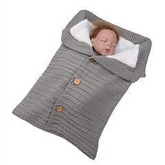 Unisex Baby Knit Swaddle Blanket Infant Nest Swaddle Newborn Cozy Fleece Nursery Sleeping Bag Wraps w/ Buttons