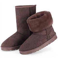 Women Ladies Snow Boots Waterproof Faux Suede Mid-Calf Boots Fur Warm Lining Shoes