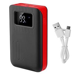 10000mAh Portable Power Bank External Battery Pack Charger Dual USB Charge Ports with LCD Display Flashlight Type C Micro USB Lightning Input Ports