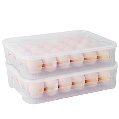 2Pcs Plastic Egg Holder Stackable Egg Storage Box Egg Rack for Refrigerator 24 Cavity Per Container