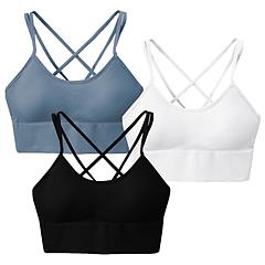 3Packs Women Cross Back Sport Bras Padded Strappy Medium Support Bras Sexy Fitness Tank Tops with Removable Pads for Gym Yoga Workout Running