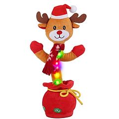 Kid Electric Dance Toy Christmas Elk Snowman Senior Penguin Plush Toy Interactive Sing Song Whirling Mimicking Recording Light up Toy