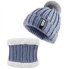 Winter Beanie Hat Scarf Set Women Warm Knitting Skull Cap Neck Warmer for Walking Running Hiking Camping Outdoors Gift