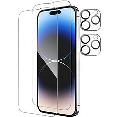 2Pcs HD Clear Screen Protectors 2Pcs Camera Len Protectors Tempered Glass Film Full Coverage Screen Protector Set Fit for IOS Phone 14/14Plus/14Pro/14