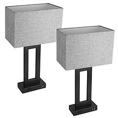 2Pcs Beside Lamps for Bedroom Dimmable Nightstand Lamp USB AC Output Ports with 3 Levels Brightness E26 Bulb Light Touch Control Grey Cool White 2Pcs Beside Lamps for Bedroom Dimmable Nightstand Lamp USB AC Output Ports with 3 Levels Brightness E26 Bulb Light Touch Control Grey Cool White