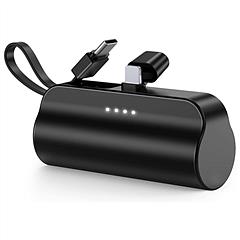 5000mAh Portable Phone Charger Built-in Type-C IOS Cable Dual Output Power Bank Compact Size Compatible with IOS Phone Samsung