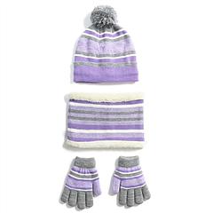 Winter Kids Knitted Hat Scarf Gloves 3Pcs Boys Girls Winter Warm Beanie Hat and Glove Scarf Set Beanie Neck Warmer Mittens for 4-7-Year-Old Kids