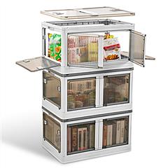 3Pcs Foldable Storage Bins with Lid 4 Doors Collapsible Stackable Closet Organizer Containers with Lock 4Pcs Wheels