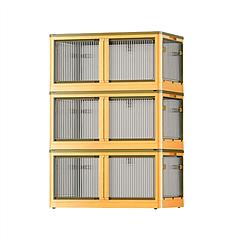 3Pcs Foldable Storage Bins with Lid 4 Doors Collapsible Stackable Closet Organizer Containers with Lock 4Pcs Wheels