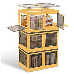 3Pcs Foldable Storage Bins with Lid 4 Doors Collapsible Stackable Closet Organizer Containers with Lock 4Pcs Wheels