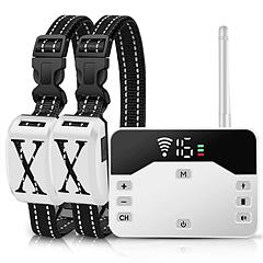 2 In 1 Wireless Electric Dog Fence Waterproof Pet Shock Boundary Containment System Electric Training Collar with 2 Receiver Collars for Small Medium 