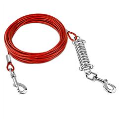 49.2FT Dog Tie Out Cable Long Dog Leash Chew Proof Lead Dog Chain with Durable Spring 360° Rotatable Clips PVC Case for Outside Yard Caming