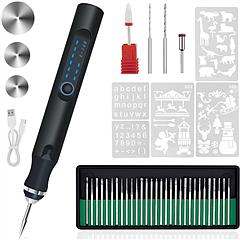 Electric Engraving Pen with 33Pcs Burr Bits 5Pcs Stencils 3 Gears Speed Rechargeable Cordless Professional Engraver Etching Machine For Jewelry Glass Electric Engraving Pen with 33Pcs Burr Bits 5Pcs Stencils 3 Gears Speed Rechargeable Cordless Professional Engraver Etching Machine For Jewelry Glass