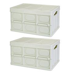 2Pcs 56L Collapsible Storage Bins With Dustproof Lid Waterproof Interior Bag Handle Stackable Storage Box Container Utility Organizer Crate For Campin