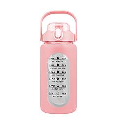 34Oz Glass Water Bottle Sports Water Bottle Motivational Water Bottle Water Intake Tracker Bottle with Straw Time Marker Silicone Sleeve Handle for Gy