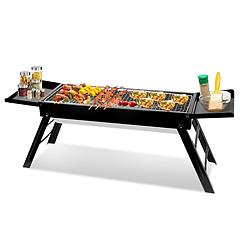Foldable Charcoal BBQ Grill with Shelf Stainless Steel Grill Net Easy Setup Portable Tabletop Barbecue Grill for Camping Picnic Outdoor Party Backyard