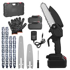 Electric Mini Chainsaw Portable Handheld Cordless Small Chain Saw Battery Powered with 2Pcs 2200mAh Rechargeable Batteries 4in/6in Chains for Pruning 