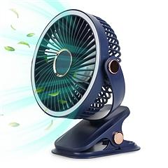 Portable Quiet Clip On Fan With 5 Speeds 3 Brightness 720° Fully Adjustable Angle Type-C Rechargeable Clip Desk Wall Mounted Fan For Camping Office Ho
