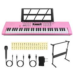 61 Keys Digital Music Keyboard Electric Piano Electronic Musical Instrument Kids Learning Keyboard with Microphone Stand for 3-12 Year Old Kids Girls 