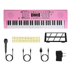 61 Keys Digital Music Keyboard Electric Piano Electronic Musical Instrument Kids Learning Keyboard with Light Up Keys Microphone for 3-12 Year Old Kid