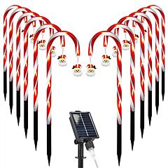 Solar Christmas Candy Cane Lights with 12 Candies 72LEDs Outdoor Christmas Decorations IP44 Waterproof Flickering Pathway Markers String Lights with 8