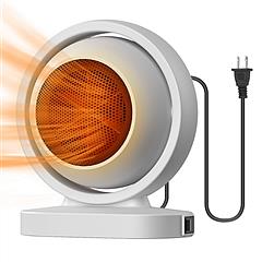 380W Space Heater with 30° Tilting Angle 3S Fast Heating Portable Desktop Electric Heater For Indoor Use With Overheat Protection Tip Over Protection 