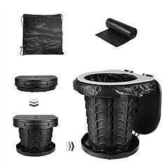 Retractable Portable Toilet Collapsible Portable Potty for Adults Emergency Toilet Kit with Adjustable Height Lid 20 Garage Bags Carry Bag for Camping