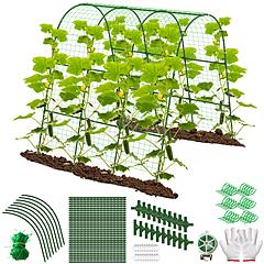 Cucumber Trellis for Raised Bed Arch Garden Trellis for Climbing Plants Vine Vegetables Fruit Flower Grape U-Shaped Frame with Climbing Net Tunnel Pla