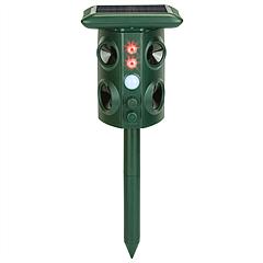 Solar Ultrasonic Animal Repeller Solar Powered Animal Repellent Chaser with PIR Motion Sensor IP54 Waterproof Sound Flashing Light for Deer Raccoon Sq