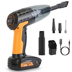 4 In 1 Cordless Car Vacuum Cleaner and Tire Inflator with LED Light Digital Display Tire Pressure Gauge 150PSI Rechargeable Air Compressor Pump Essent