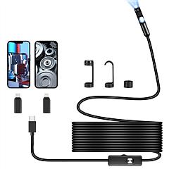 Endoscope Camera 1920P HD IP67 Waterproof Inspection Borescope Tool with Light and 8+1 Dual Lens 16.4ft Semi-Rigid Snake Cable Stepless Brightness APP