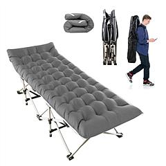 Folding Camping Cot Portable Sleeping Camping Bed Collapsible Travel Camp Cots Guest Bed Cot with 2-Sided Soft Pad 440LBS Max Load
