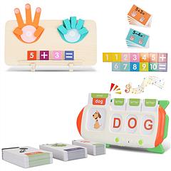 Talking Flash Cards and Finger Counting Math Board Interactive Learning Toys for Kids Aged 3+ Number Alphabet Words Song Learning